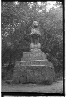 Lw&oacute;w, rzeźba lwa w drodze na Wysoki Zamek