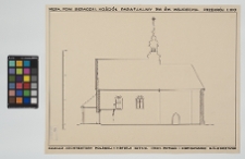 Męka, kości&oacute;ł św. Wojciecha, przekr&oacute;j podłużny